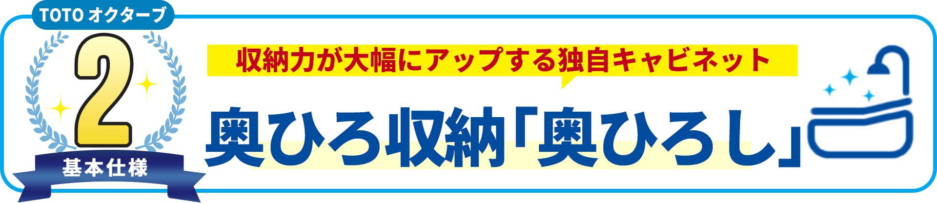 基本使用2 TOTO オクターブ　収納力が大幅にアップする独自キャビネット 奥ひろ収納「奥ひろし」