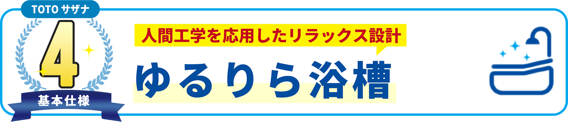 基本使用4 TOTO サザナ　人間工学を応用したリラックス設計　ゆるりら浴槽