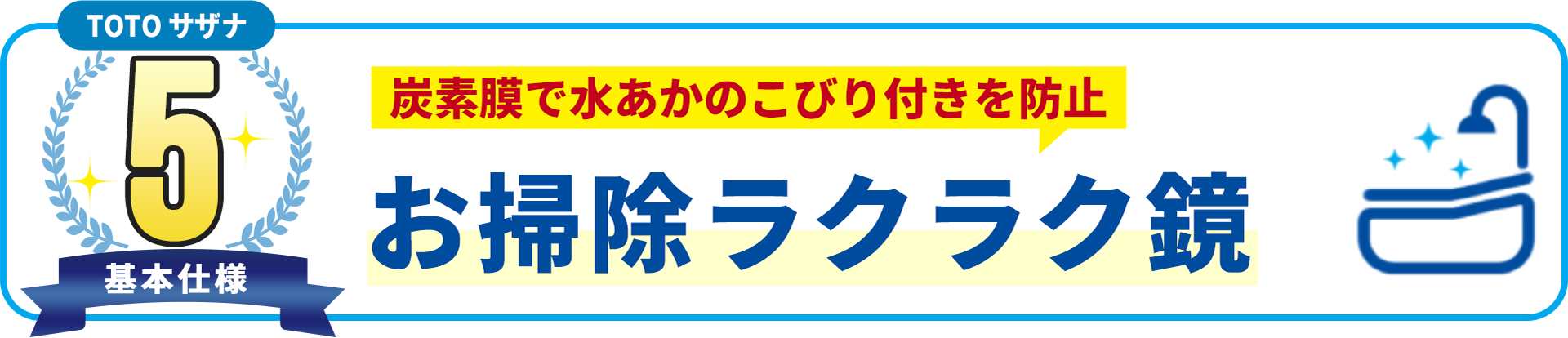 基本使用5 TOTO サザナ　炭素膜で水あかのこびり付きを防止 お掃除ラクラク鏡